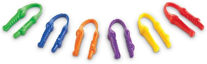 Learning Resources Gator Grabber Tweezers - 12 Pieces, Ages 2+ Fine Motor Tweezers for Kids, Toddler Learning Toys