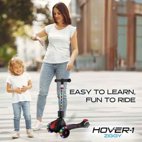 Hover-1 Ziggy Folding Kick Scooter for Kids (5+ Year Old) | Features Lean-to-Turn Axle, Solid PU Tires & Slim-Design, 110 LB Max Load Capacity, Safe