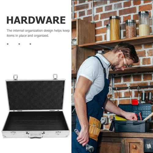 DOITOOL Metal Briefcase,Silver Aluminum Briefcase with Lock,Hard Case Locking Case,Portable Carrying Case,Metal with Ripple Foam,14.15x7.86x2.95 Inch