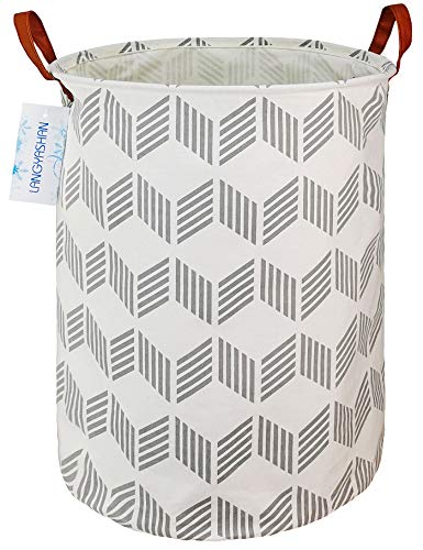 LANGYASHAN Laundry Basket Canvas Fabric Collapsible Organizer Basket for Storage Bin Toy Bins Gift Baskets Bedroom Clothes Children Nursery Hamper (Gery wave) - color: Gery Wave