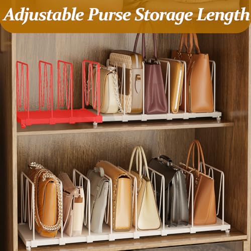 Dmevkic Extendable Purse Organizers Purse Storage. Length 16-28 in. Bag Organizer Purse Holder for Closet with 8 Adjustable Shelf Dividers Patent Pending - size: Regular Range (16–28")
