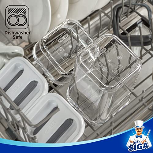 MR.SIGA 4 Pack Airtight Food Storage Container Set, BPA Free Kitchen Pantry Organization Canisters with One-handed Leak Proof Lids, 1L / 33.8oz, Medium, White - color: White