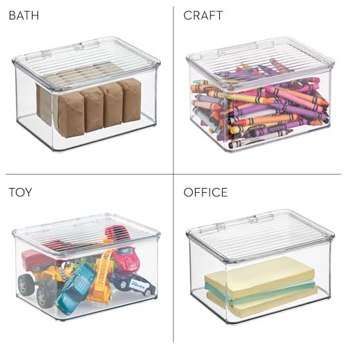 iDesign Plastic Stackable Hinged-Lid Pantry or Kitchen Storage Box - Set of 6 - Clear - style: Pack of 6