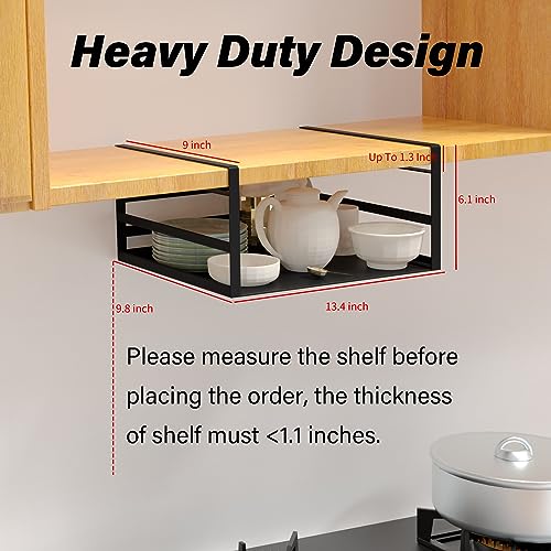 2 Pack Under Shelf Basket, Black Undershelf Storage Basket, Heavy Duty Slide-in Hanging Storage Basket, Metal Under Cabinet Organizer for Kitchen, Pantry, Desk, Bookshelf, Cabinet - size: 2 Pack Standard Black
