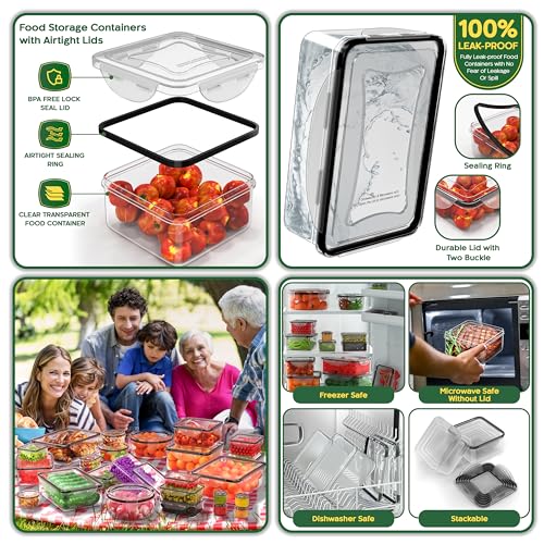 RockBerry 66 Pcs Large Food Storage Containers with Lids Airtight-Total 19075ML Stackable Kitchen Bowls Set(31 Containers,31 Lids) 2500ML to Small Box-BPA Free Leak proof Plastic Boxes-Microwave safe - color: 66Pcs