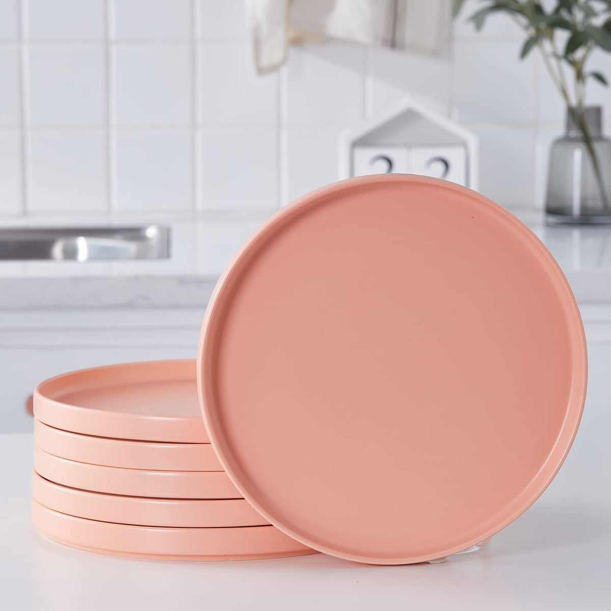 Stone Lain Stella Dinner Plate 6-Piece Set, Round, Porcelain, Honeydew