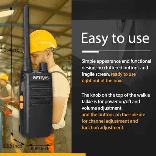 Retevis RB87 2 Way Radio Long Range, Walkie Talkies with Shoulder Mic, Rugged,for Adults, Two Way Radio for Construction Police School Security(4 Pack)