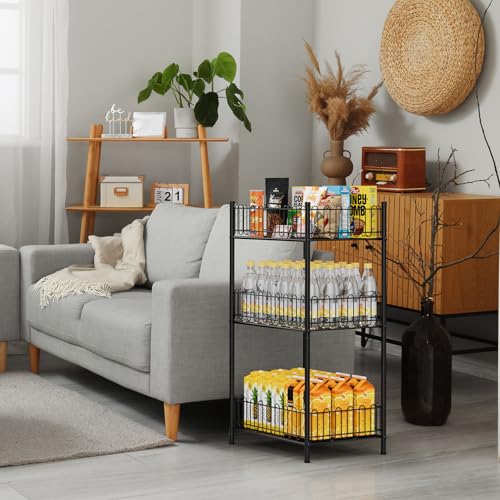 OYEAL Water Bottle Holder Rack 3 Tier Soda Drink Organizer Vertical Metal Food Storage Shelf for Kitchen Countertop Pantry, Can Storage Organizer for Pantry - size: 3-Tier