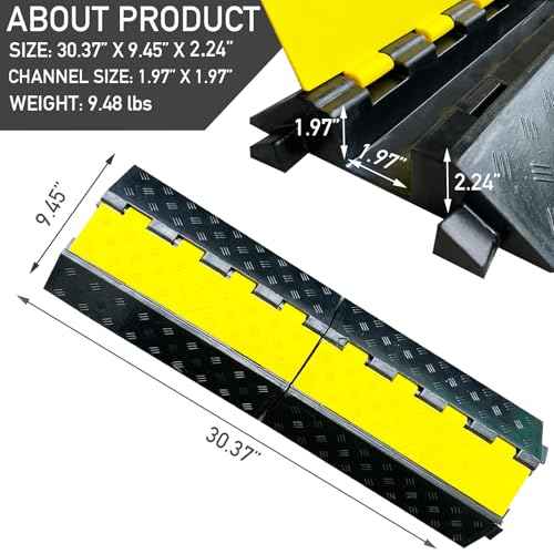 Foldable1 Channel Rubber Cable Protector Wire Hose Protective Ramp 22000Lbs Load Capacity Traffic Speed Bump for Asphalt Concrete Gravel Driveway Indoor Outdoor (1PACK)