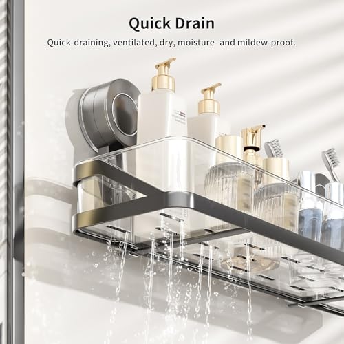 Shower Caddy Suction Cup,Detachable Bathroom Shower Organizer for Bathroom Storage, Wall Mounted Shower Shelves,Rustproof Shelf No Drilling Large Capacity Removable Rack 1 Pack Grey - color: Grey