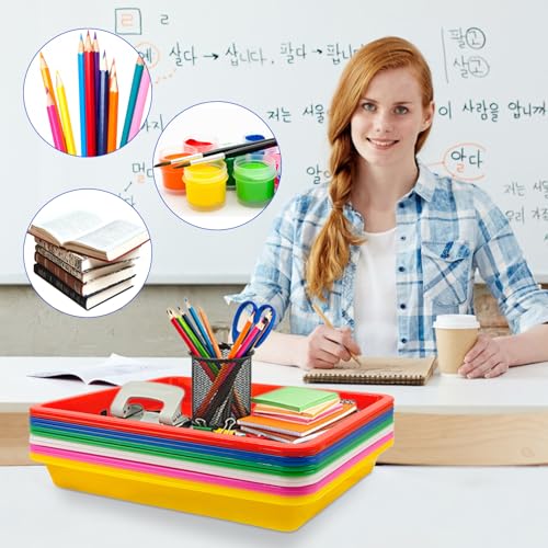 12 Pack Plastic Art Trays,6 Colors Serving Tray,Activity Crafts Organizer Tray for School Classroom DIY Projects,Home Organizing Supply,Painting,Jewelry,Beads