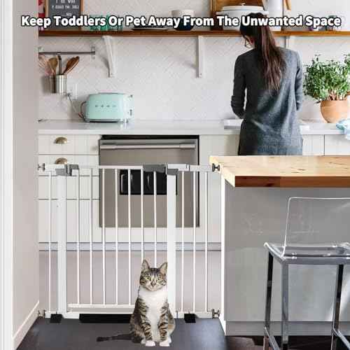 30 Inch Tall Baby Gate Auto Close Dog Gate Adjustable 29.92"-43.71" Wide Pressure Mounted Walk Through Swing Pet Gate for Doorways (29.92"-43.71" Wide)