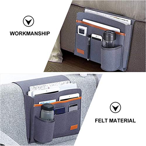 Felt Storage Bag Bed Table Tray for Laptop Couch Side Pocket Table Side Organizer Dorm Bed Felt Bed Storage Organizer Bedside Storage Bedside Sofa Felt Cloth Armrest