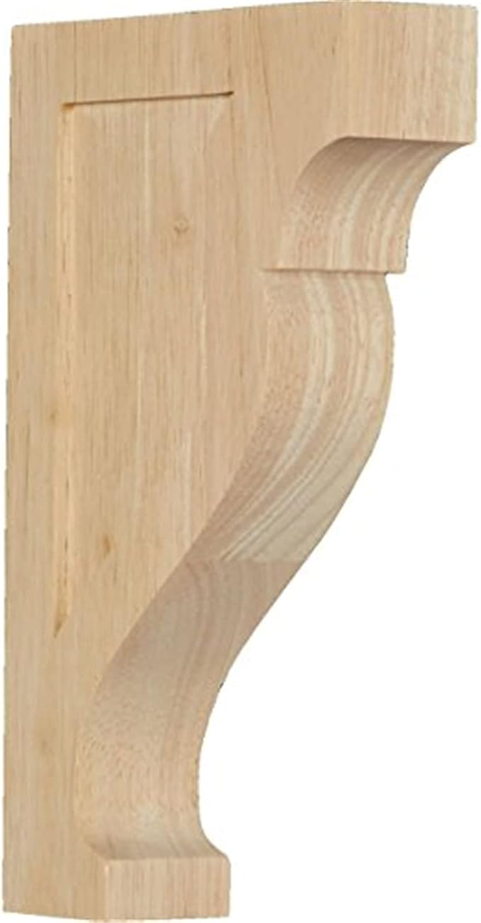 Ekena Millwork CORW02X06X10RKRW Small Rockport Wood Corbels, 1 3/4"W x 6"D x 10"H, Rubberwood