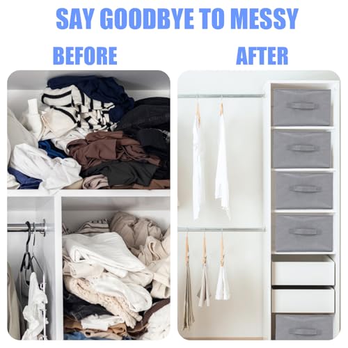 4 PCS Jean Organizer for Closet, 7 Grids Foldable Wardrobe Clothes Organizer, Stackable Fabric Closet Organizers and Storage for T Shirt Jean Sweater Shirt Pants