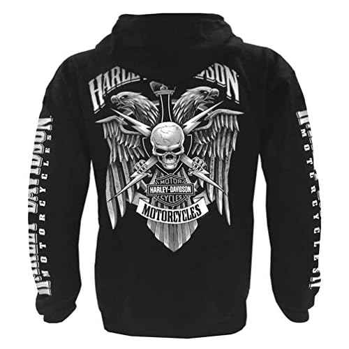 Harley-Davidson Men's Lightning Crest Full-Zippered Hooded Sweatshirt, Black