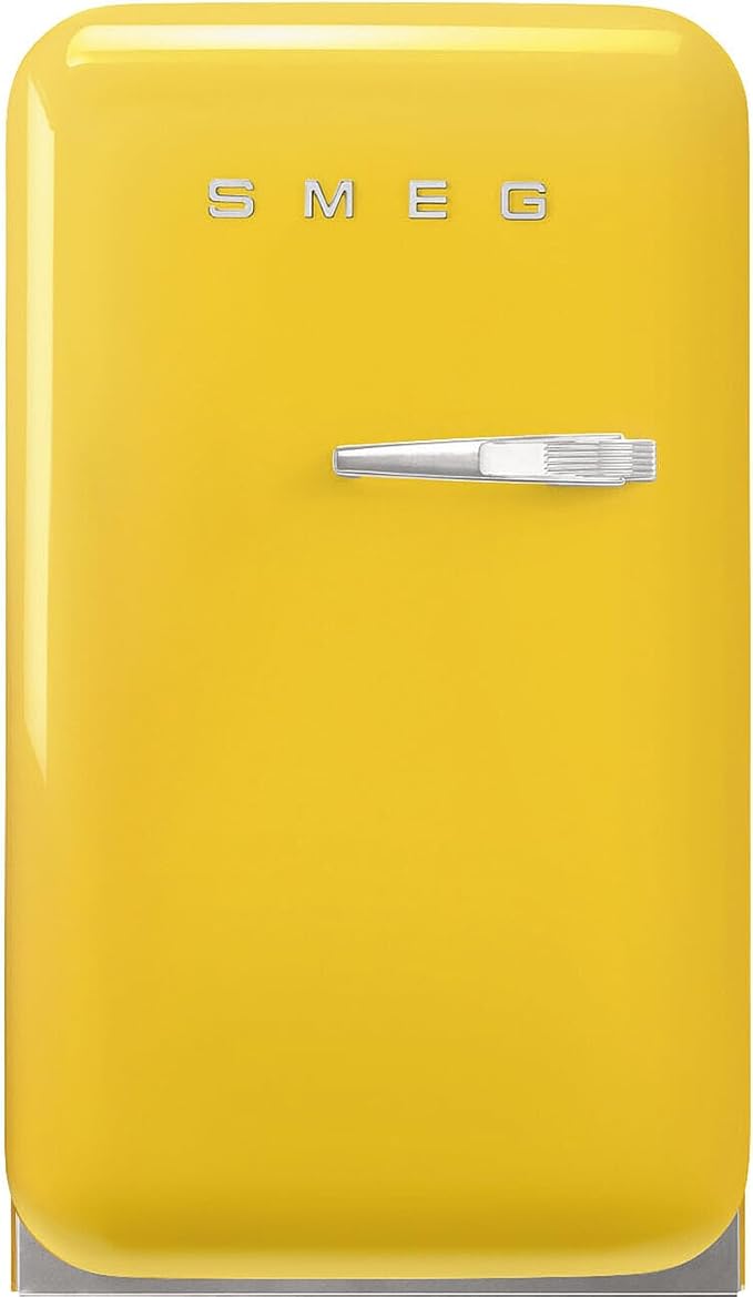 Smeg FAB5 Retro Mini Fridge – 50s Style Compact Small Refrigerator, 1.2 cu ft, Automatic Defrost, LED Lighting, Adjustable Shelves– Made in Italy – Perfect for Home, Dorm, Office, Hotel -Yellow