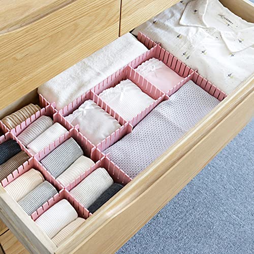 acDesign 40Pcs Grid Drawer Dividers, Adjustable Drawer Organizer for Socks, Underwear, Lingerie, Makeup, Bedroom Office Kitchen Storage (Pink) - color: Pink