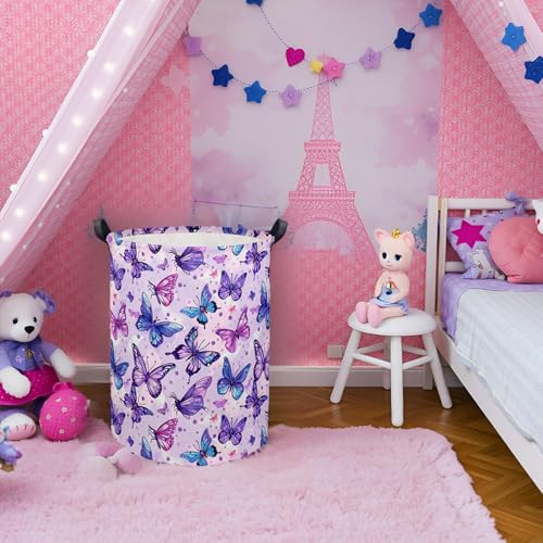 Butterfly Baby Laundry Basket & Toy Storage Bin, Purple Butterfly - color: Purple Butterfly