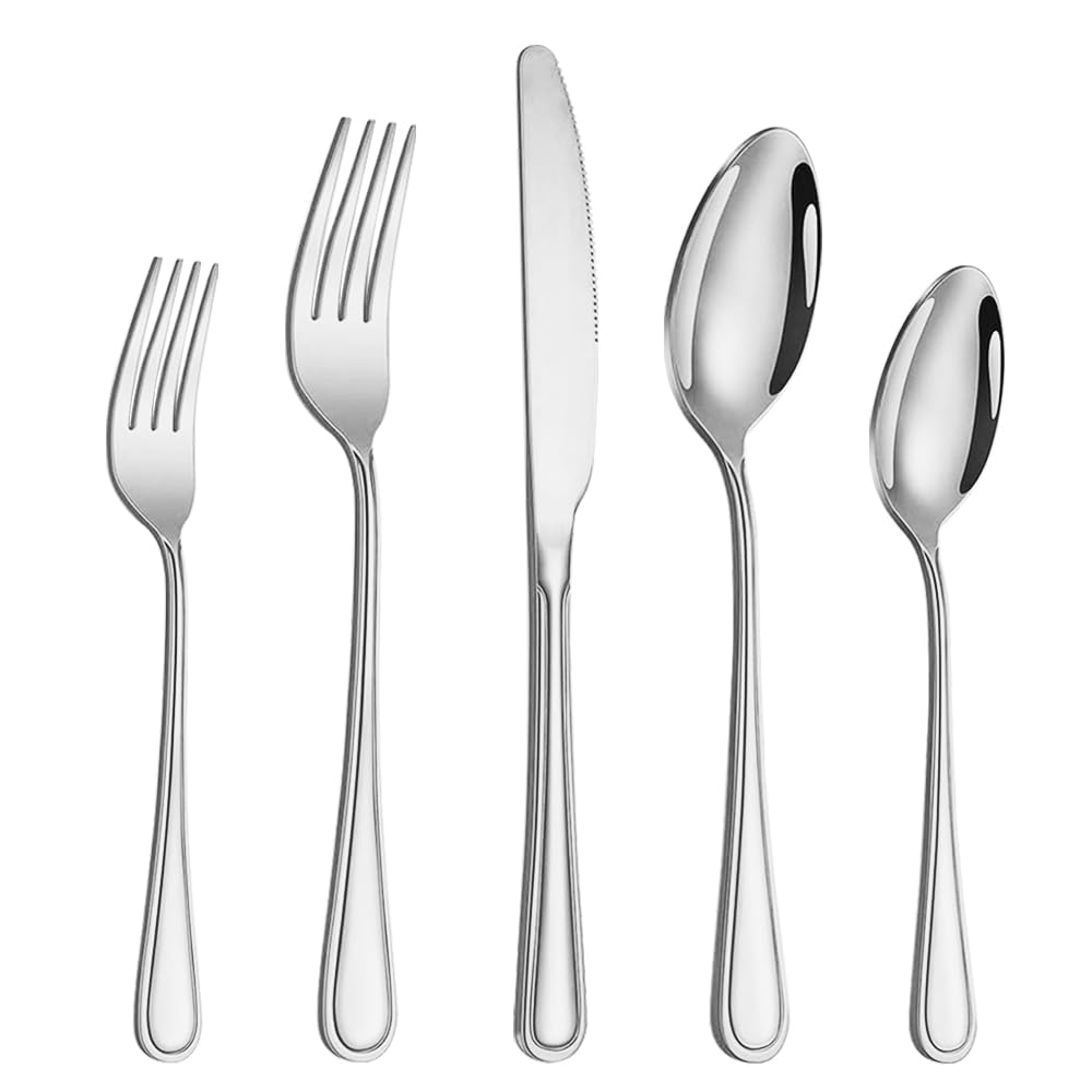 Silverware Set,40-Piece Stainless Steel Flatware Set for 8(Silver)