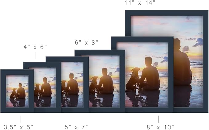Renditions Gallery 4x6 inch Picture Frame High-end Modern Style, Made of Solid Wood and High Definition Glass Ready for Wall and Tabletop Photo Display, Navy Frame