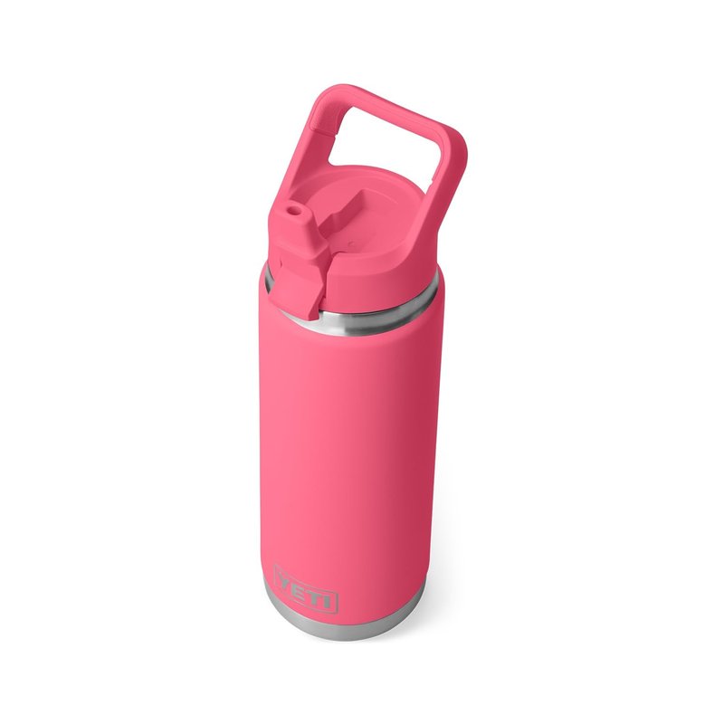 YETI Rambler 26 oz Bottle, Vacuum Insulated, Stainless Steel with Color Matching Straw Cap, Tropical Pink