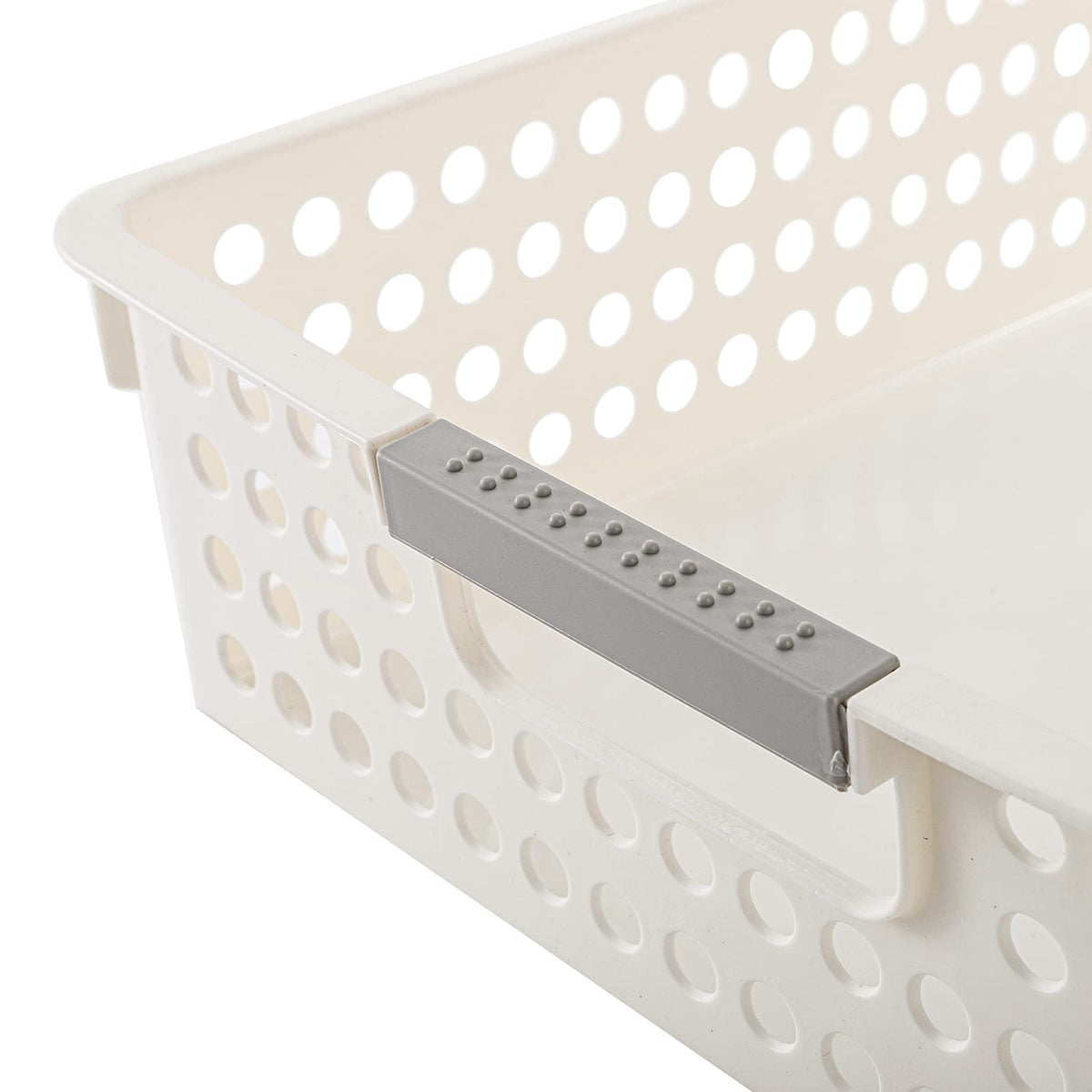 Bekith 4 Pack Plastic Storage Basket, A4 Size Plastic Storage Tray, Desktop File Organizer Baskets, 14 Inches x 10 Inches x 3.4 Inches, White