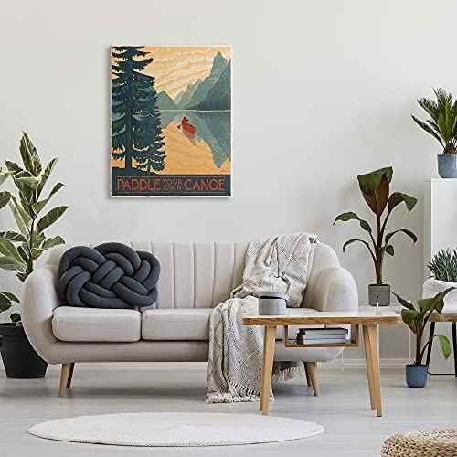 Stupell Industries Paddle Your Own Canoe Phrase Mountain Lake Adventure, Designed by Janelle Penner, 30 x 40, Canvas Wall Art