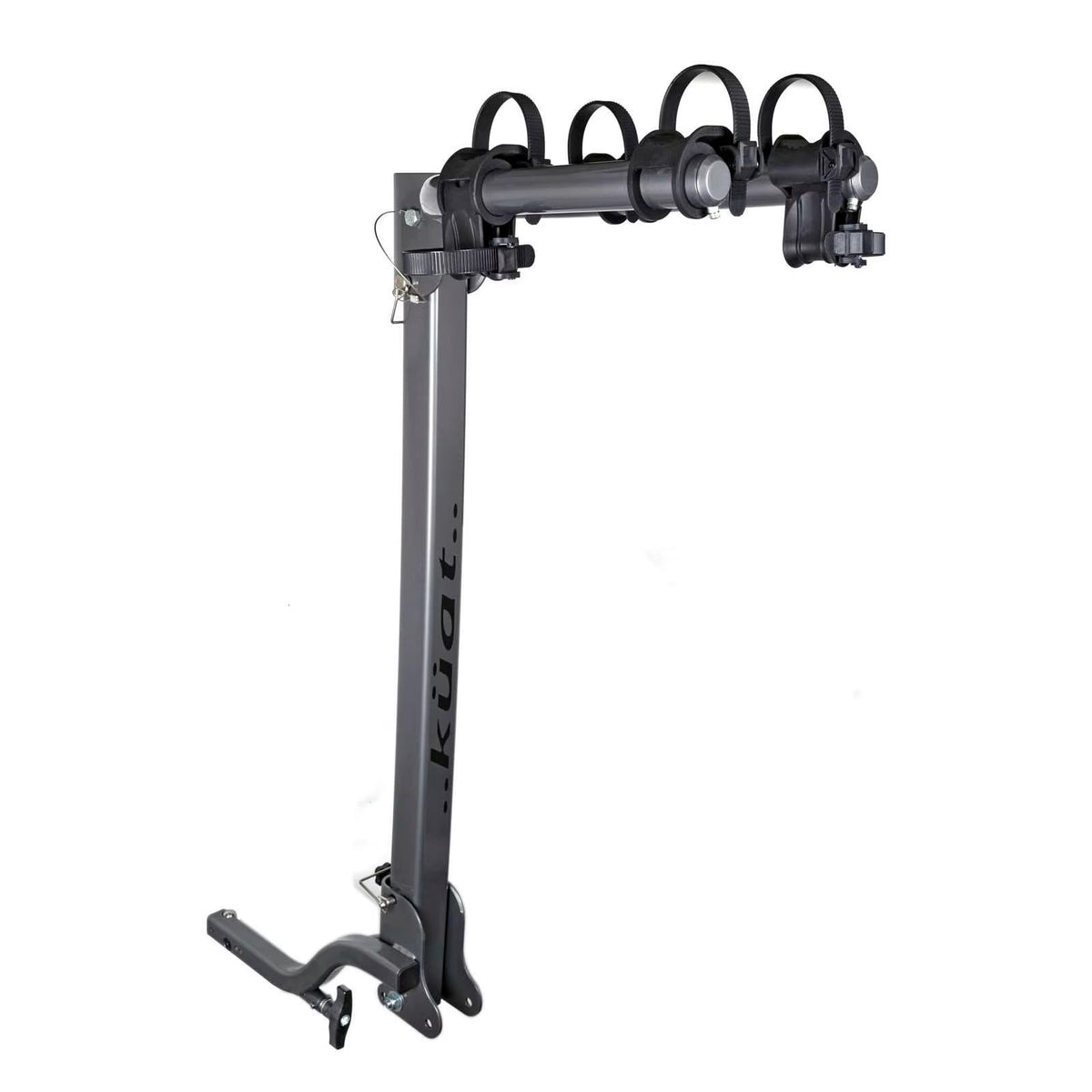 KUAT Beta Hitch-Mounted Bike Rack | Hanging-Style Durable Lightweight Aluminum Powder Coated Folding Tilting-Down Gray Bicycle Car Truck Transportation Hauling Rack | 2 Bike Capacity
