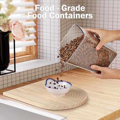 Melovom Large Pop Airtight Food Storage Containers Set with Lids, 4.2Qt Food Containers with Scoop, Kitchen Pantry Organization and Storage, BPA Free Stackable Cereal Container - color: gray, 4.2Qt