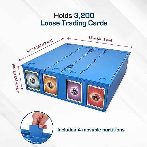 BCW Collectible Card Bin (2-Pack, Blue) | Holds 3200 Cards Each | Includes 4 Dividers Per Bin | Storage for Pok?mon, MTG & Sports Cards