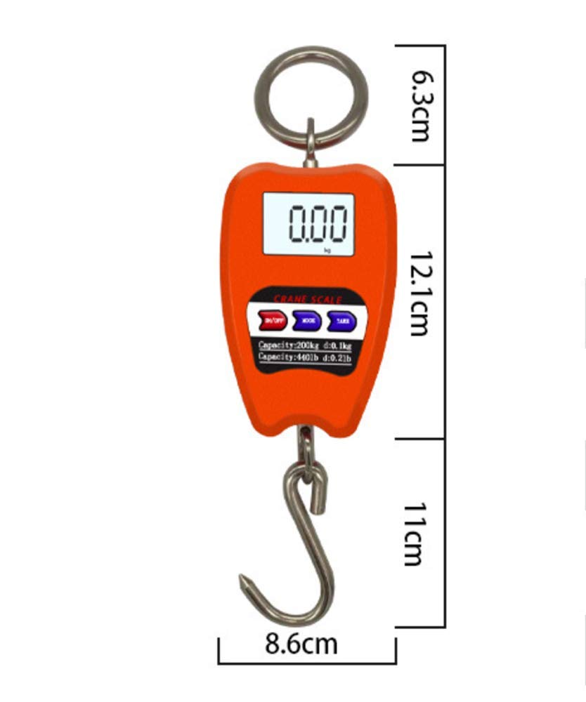 Hanging Weight Scale Industrial Heavy Duty for Farm, Hunting, Bow Draw Weight, Big Fish & Hoyer Lift with Accurate Sensor Digital, Professional (440LBS Orange)