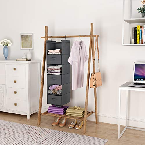MAX Houser 6 Tier Shelf Hanging Closet Organizer, Closet Hanging Shelf with 2 Sturdy Hooks for Storage, Foldable (Grey-D3) - color: Grey-d3