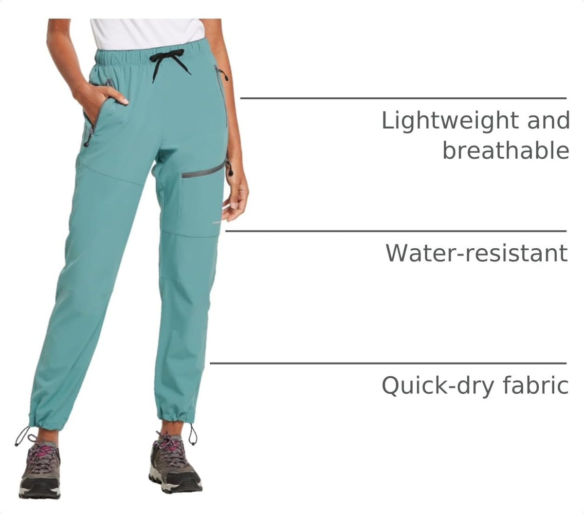 baleaf Women's Hiking Pants Quick Dry Lightweight Water Resistant Stretch Cargo Pants with Zipper Pockets Travel Camping 29''-Pond M
