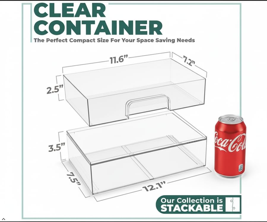 Sorbus Acrylic Storage Containers - 4 Pack, Stackable Storage Bins Set for Bathroom Organization - Clear Acrylic Drawer Organizers - Makeup Case Pull-Out Drawers (12.1’’ Wide) - size: 4 Pack, 12.1’’ Wide