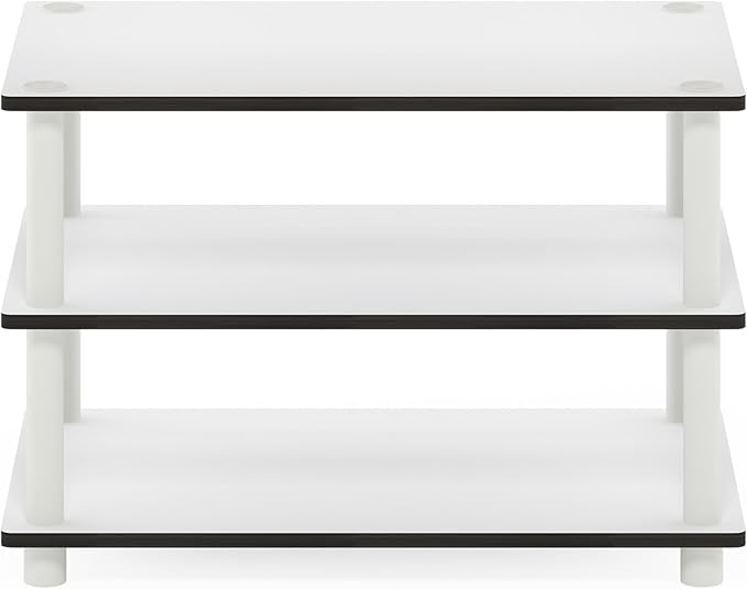 Furinno JUST Coffee Table, 3-Tier Modern Coffee Table with Open Shelf, Toolless Assembly Side Table, for Living Room, Bedroom, Home Office, White