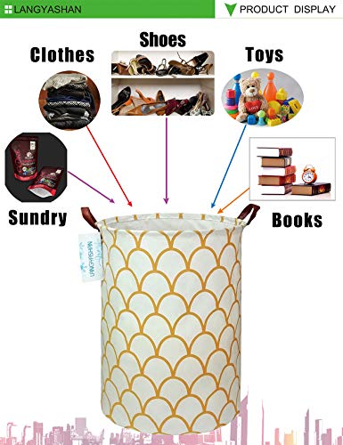 LANGYASHAN Laundry Basket Canvas Fabric Collapsible Organizer Basket for Storage Bin Toy Bins Gift Baskets Bedroom Clothes Children Nursery Hamper (gold egg) - color: Fish scale