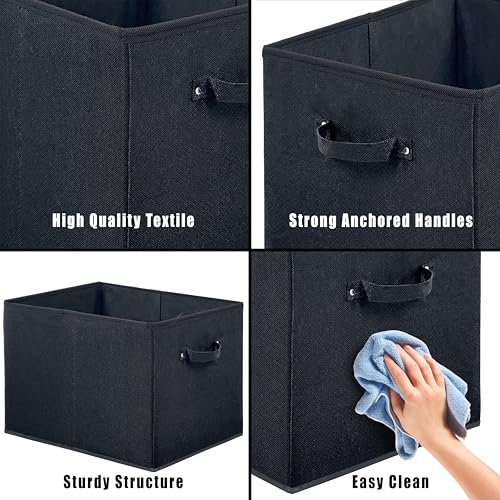 Simple Houseware 15 x 13 Inch Collapsible Fabric Storage Bin with Handles, 2 Pack, Black - color: Black