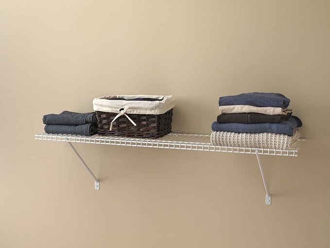 ClosetMaid Wire Shelf Kit with Hardware, 4 Ft. Wide, for Pantry, Closet, Laundry, White Vinyl Finish