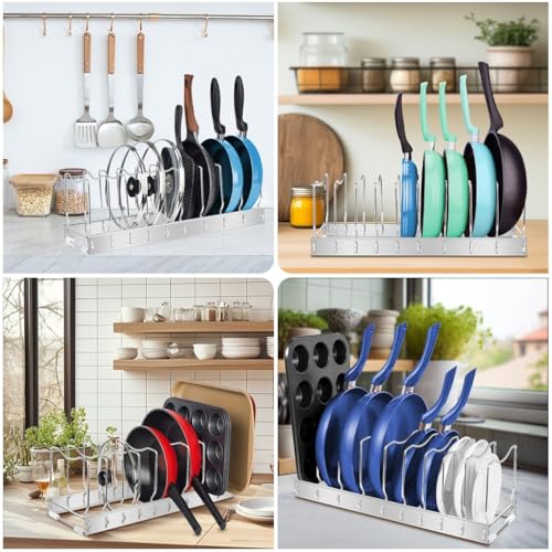 2Pack Lid Organizer Pot Lid Organizer Detachable and Adjustable Pots and Pans Organizer for Kitchen Cabinet Storage for Pots and Pans, Cutting Boards, Cooking Utensils - size: 2 Pack