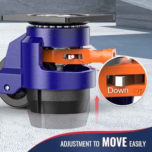 Leveling Casters with Ratchet Handle Design Total Capacity 2200Lbs Heavy Duty Casters Set of 4 Workbench Casters with Adjustable Leveling Pads