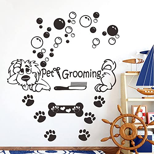 Dog Wall Decal Vinyl Sticker - Pup Paw Prints - Black - Waterproof - Custom Style - Animal Print - Indoor Use - 36x28 Inch (JWH169)