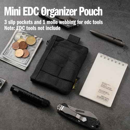 VIPERADE VE28 6-in-1 EDC Pouch, 500D Compact EDC Pocket Organizer, Molle Extension Tool Storage Bag, Small Coin Purse/Card Holder/Swiss Army Knife Pocket Pouch (Black)