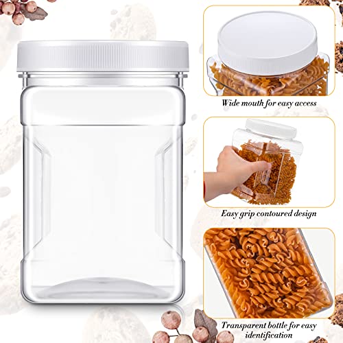 Gerrii 12 Pcs 27 Oz Plastic Storage Jars with Lids, Clear Wide Mouth Square Plastic mason Containers, Paint Storage Containers with Easy Grip Handles, Reusable Wide Mouth Canisters