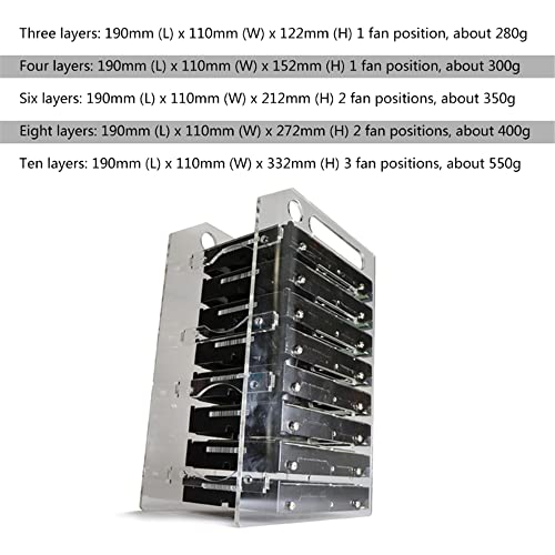 Hard Drive Bay Holder 3.5'' Multi-Layers Hard Disk Bracket HDD Mounting Bracket Kit, Transparent Mechanical Hard Disk Box Storage Organizer Case Rack with Cooling Fan Space (6 Layers) - style: 6 Layers