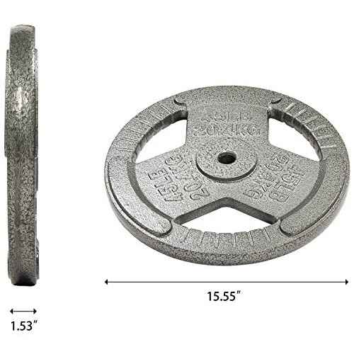 Fitvids Cast Iron Plate Weight Plate for Strength Training and Weightlifting, 1-Inch Center, Single 45LB