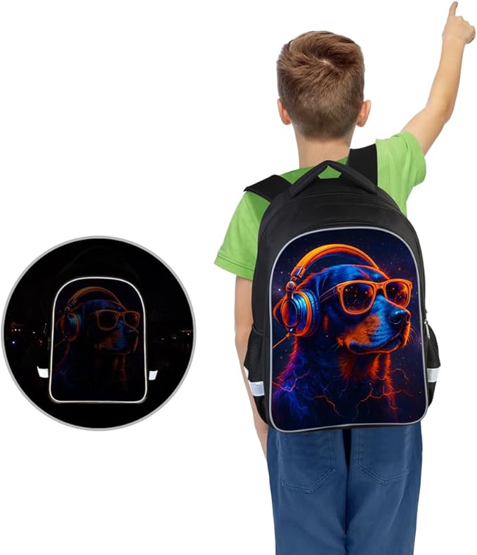 School Backpack for Boys 17" Boys Backpack for Kids Children Teens Elementary Middle School - Students Bookbag Ages 6-18 Travel Back Pack Dog