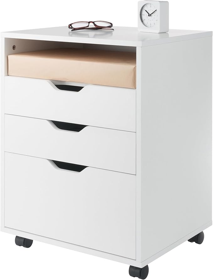 Winsome Halifax Bins & Drawers Mobile Cabinet, for Home Office, White