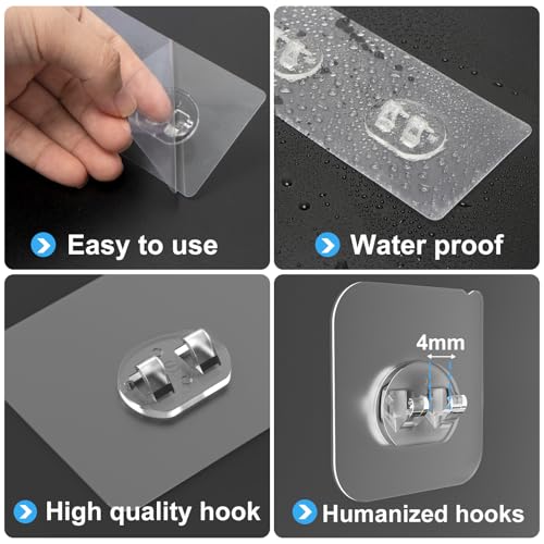 Shower Caddy Adhesive Replacement, Transparent Strong Adhesive Hooks, No Drilling, Waterproof, for Shower Caddy, Bathroom Storage Shelves and Kitchen Racks (Single*6pcs) - color: 6 Single