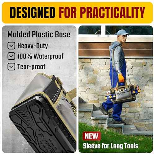 The Ryker 16-inch Large Tool Bag Heavy Duty Tool Bag Organizer for Men/Women 28pockets Portable Utility Bags for Tools - Toolbag Organizers Electrician Tools Bags for men Heavy Duty